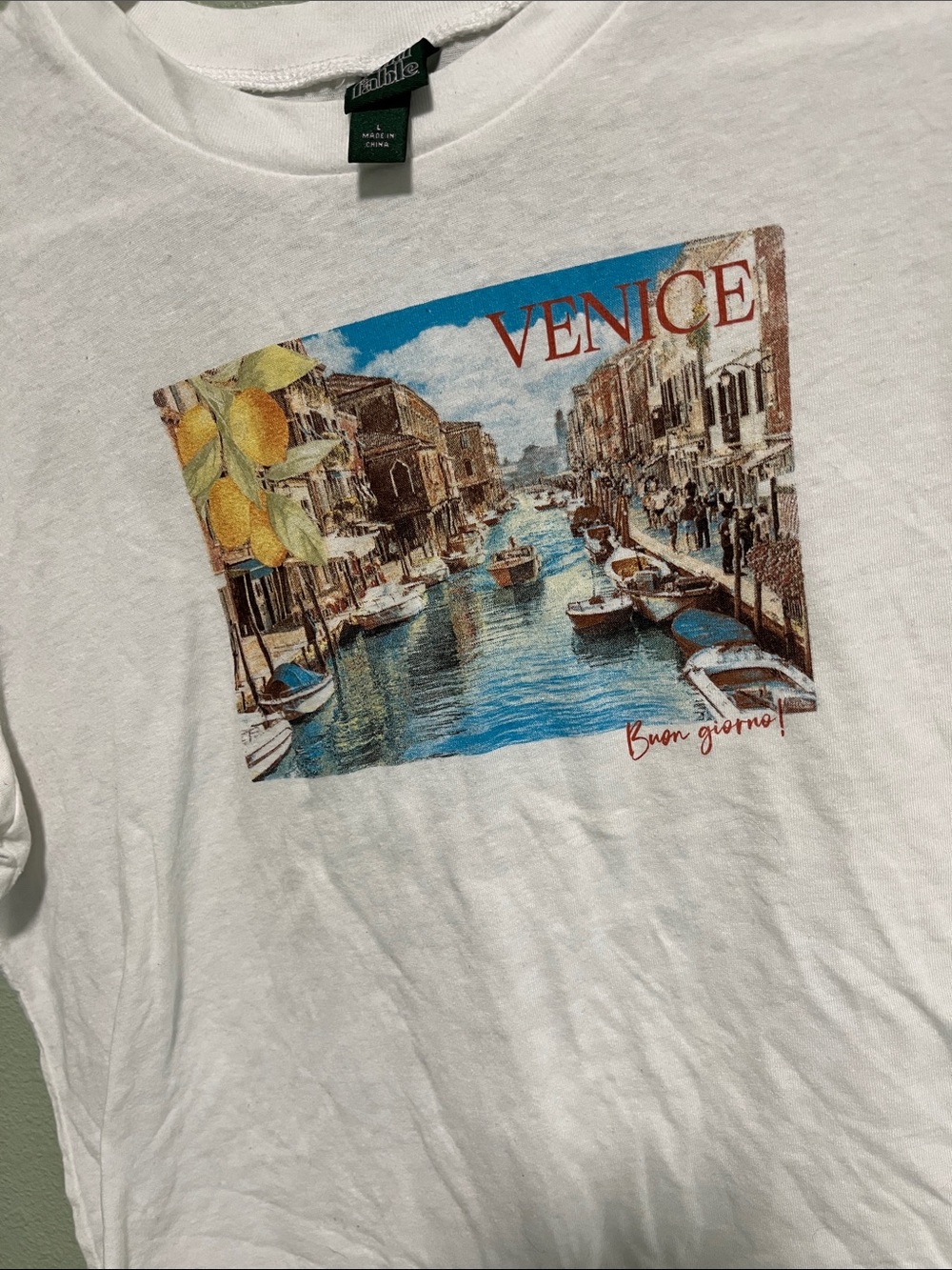wild fable White Venice Canal Graphic Crop Top